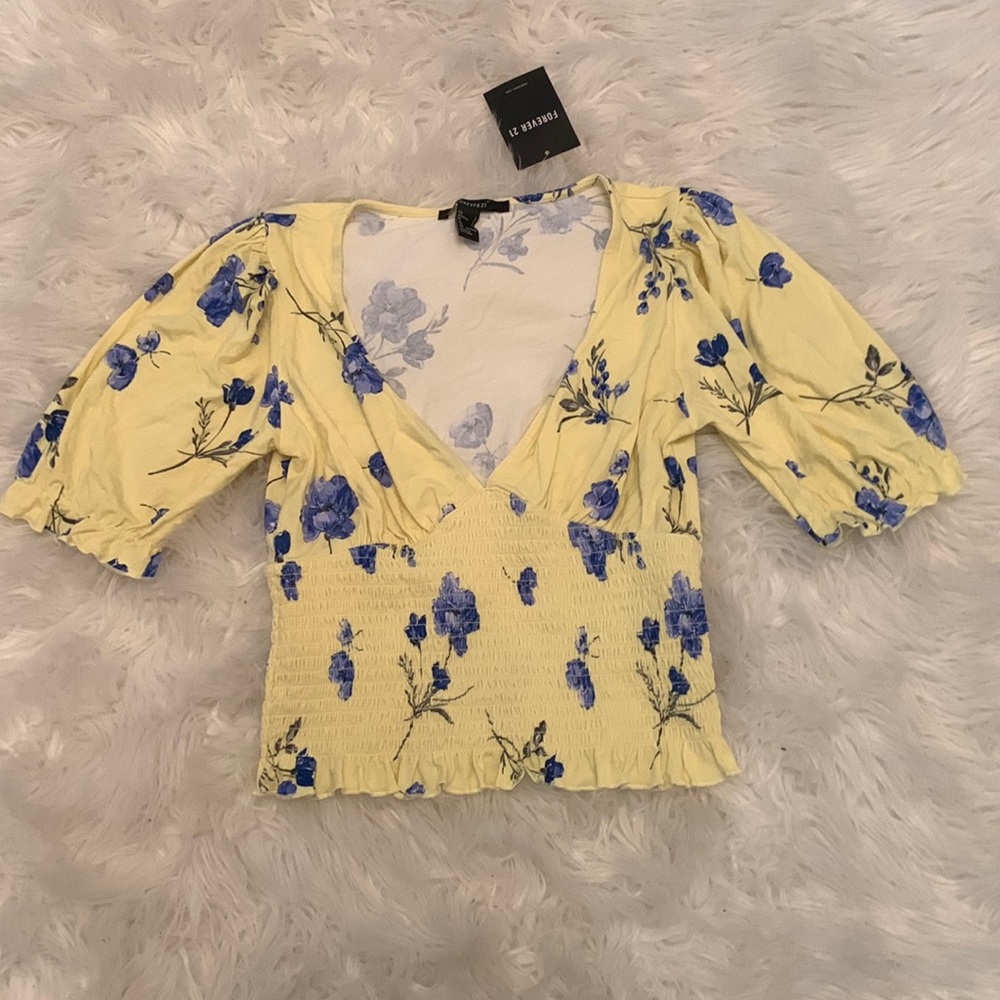 Floral Yellow Ruffle Top